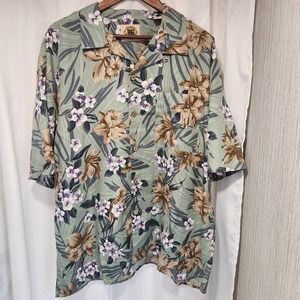 Pussers West Indies Hawaiian Shirt‎ Large Floral Allover Silk & Cotton
